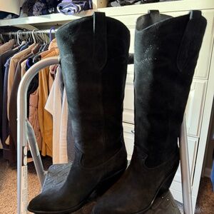Nine West Black Suede knee Boots